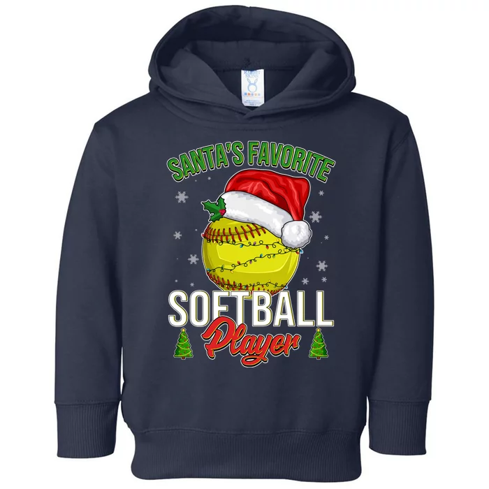 Funny Christmas Santa's Favorite Softball Player Toddler Hoodie