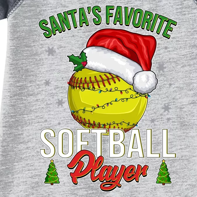 Funny Christmas Santa's Favorite Softball Player Infant Baby Jersey Bodysuit