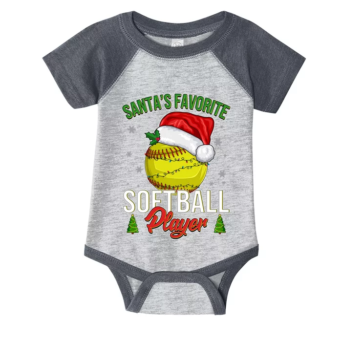 Funny Christmas Santa's Favorite Softball Player Infant Baby Jersey Bodysuit