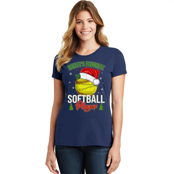 Funny Christmas Santa's Favorite Softball Player Women's T-Shirt