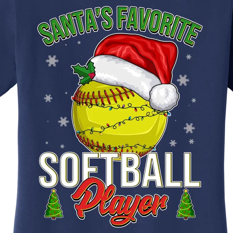 Funny Christmas Santa's Favorite Softball Player Women's T-Shirt