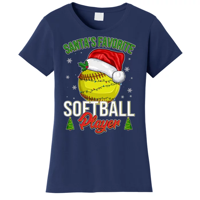 Funny Christmas Santa's Favorite Softball Player Women's T-Shirt