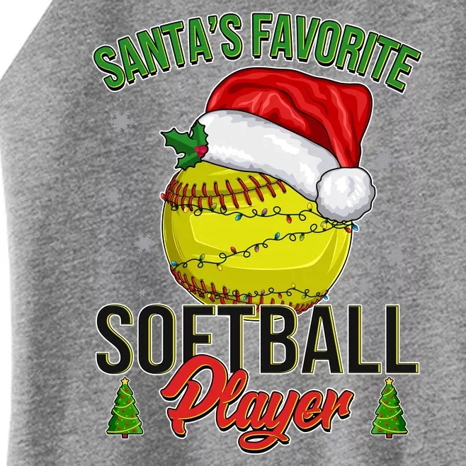 Funny Christmas Santa's Favorite Softball Player Women’s Perfect Tri Rocker Tank