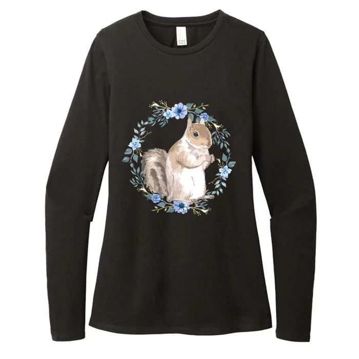 Flower Circle Squirrel Womens CVC Long Sleeve Shirt