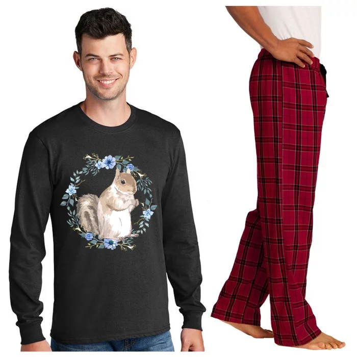 Flower Circle Squirrel Long Sleeve Pajama Set