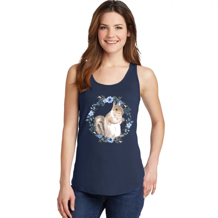 Flower Circle Squirrel Ladies Essential Tank