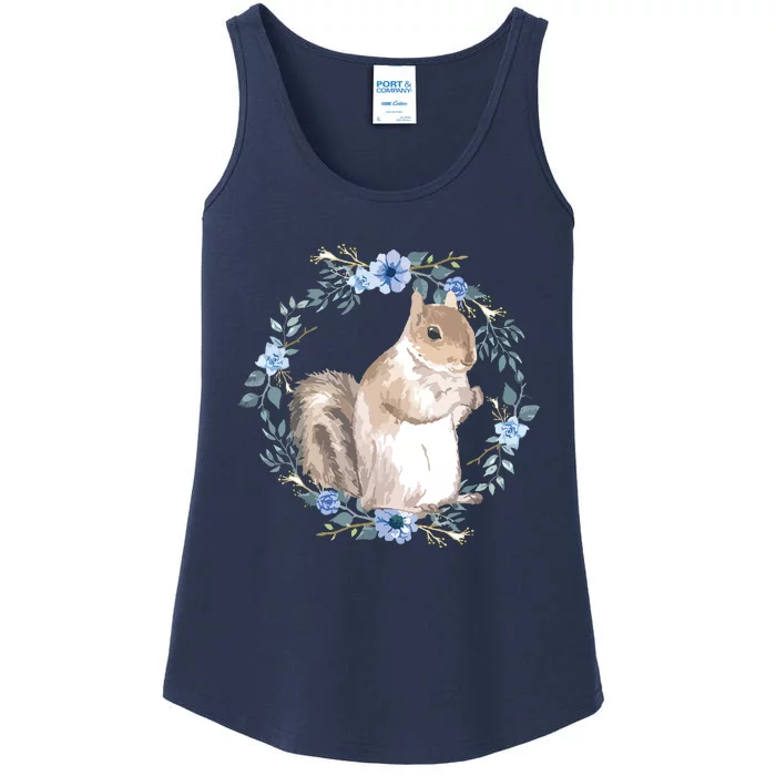 Flower Circle Squirrel Ladies Essential Tank