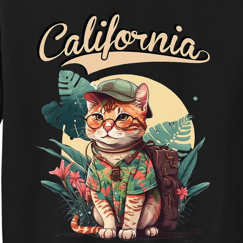 Funny California Stylish Cat in beach clothes Sweatshirt