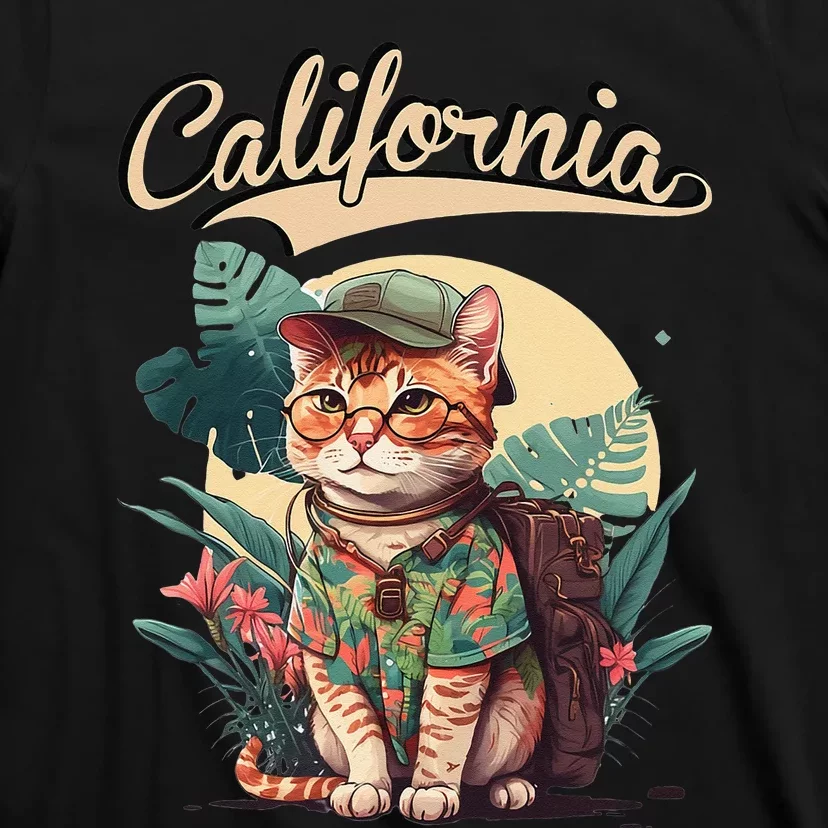 Funny California Stylish Cat in beach clothes T-Shirt