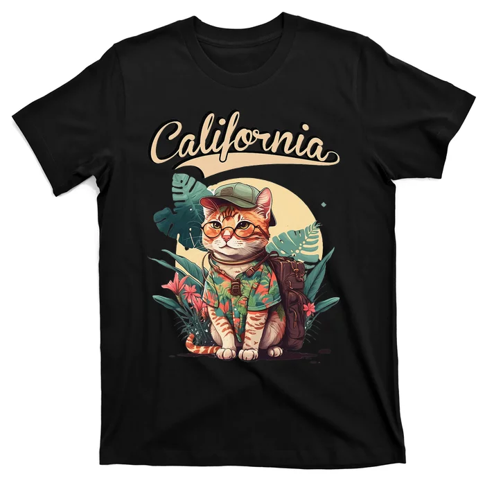 Funny California Stylish Cat in beach clothes T-Shirt