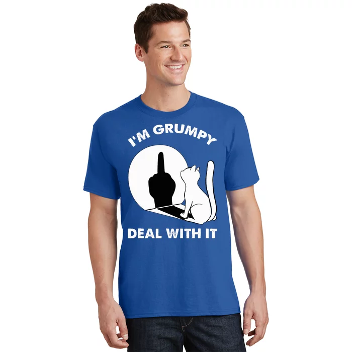 Funny Cat Shadow I'm Grumpy Deal With It T-Shirt