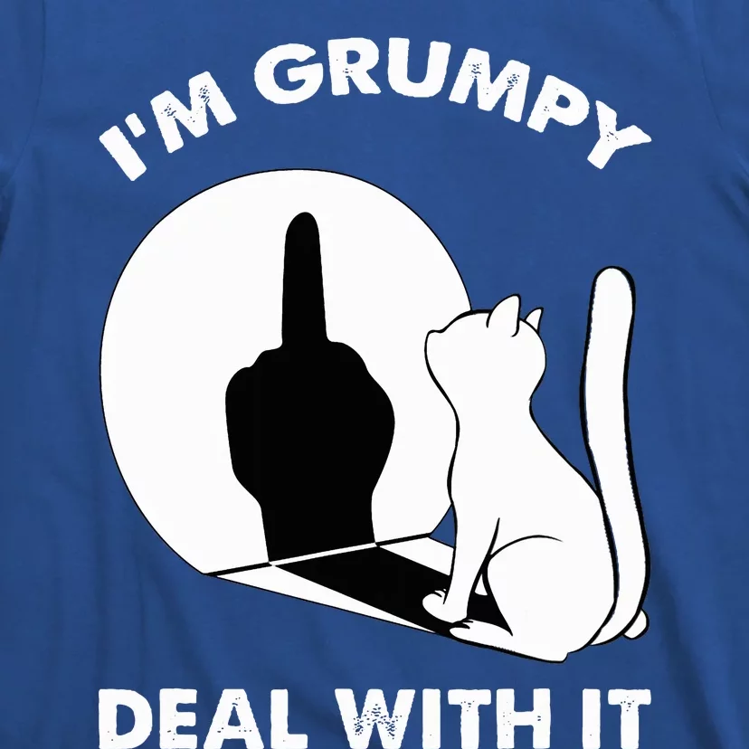 Funny Cat Shadow I'm Grumpy Deal With It T-Shirt