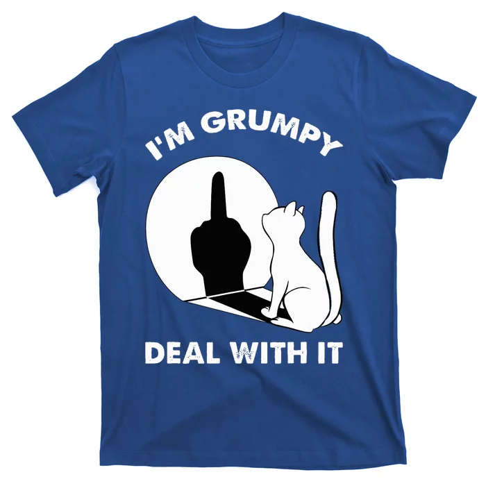 Funny Cat Shadow I'm Grumpy Deal With It T-Shirt