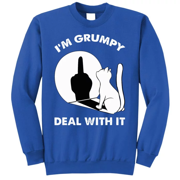 Funny Cat Shadow I'm Grumpy Deal With It Tall Sweatshirt