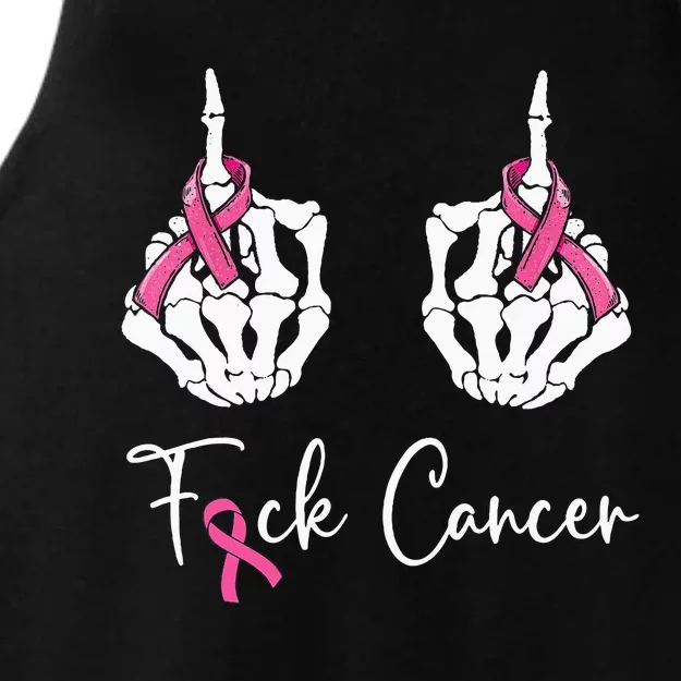 Fuck Cancer Skeleton Middle Finger Breast Cancer Awareness Ladies Tri-Blend Wicking Tank