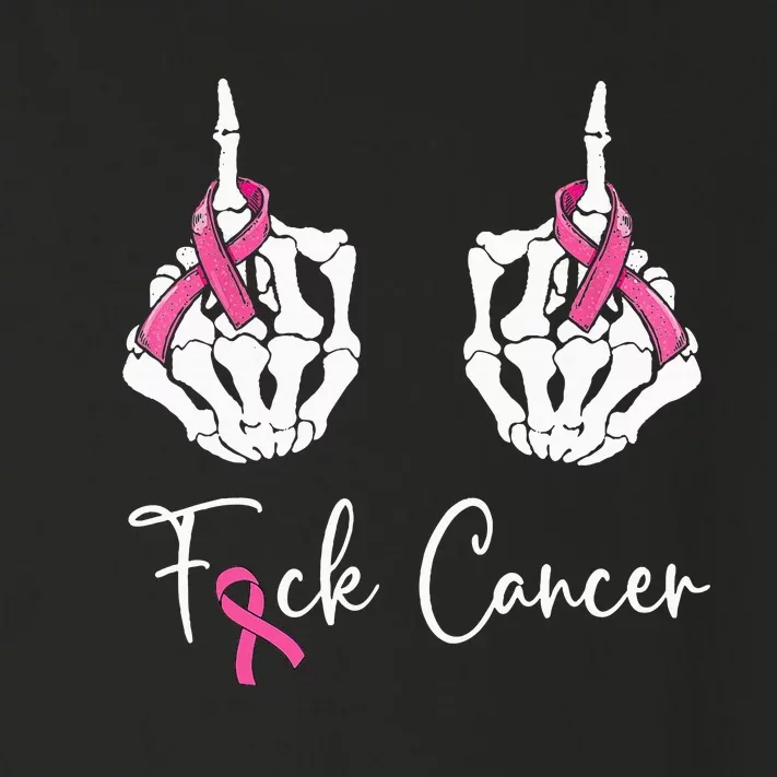 Fuck Cancer Skeleton Middle Finger Breast Cancer Awareness Toddler Long Sleeve Shirt