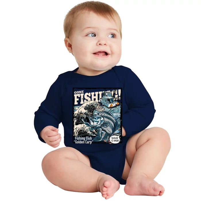 Fishing Club Season Open Baby Long Sleeve Bodysuit