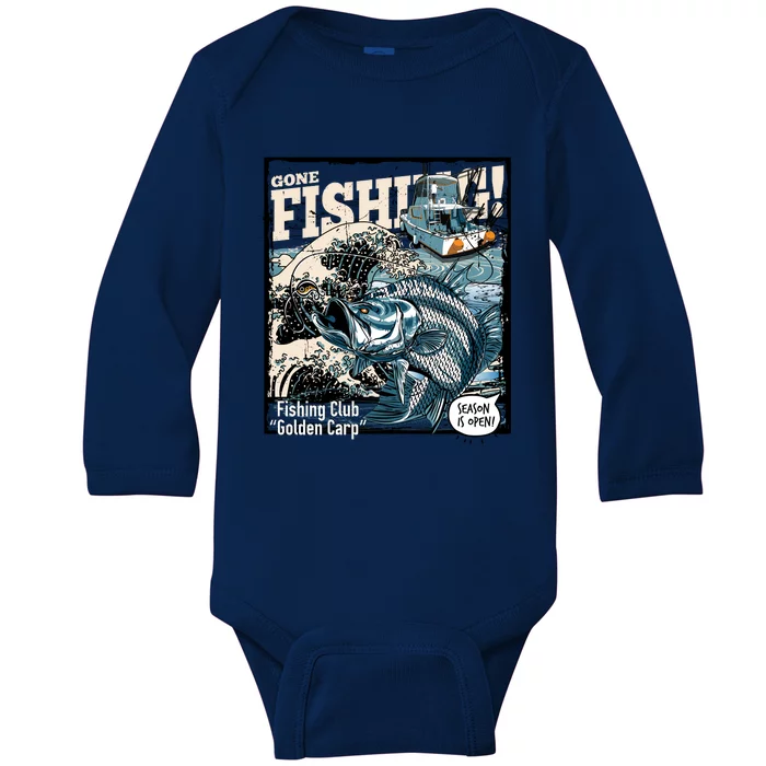 Fishing Club Season Open Baby Long Sleeve Bodysuit