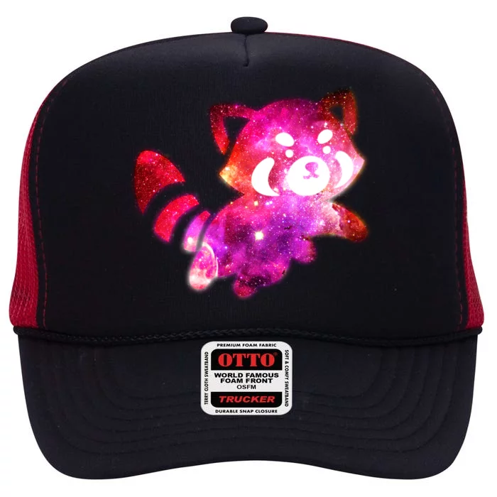 Funny Cute Space Galaxy Red Panda High Crown Mesh Trucker Hat