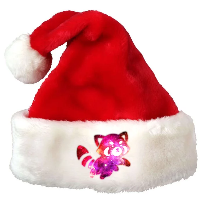 Funny Cute Space Galaxy Red Panda Premium Christmas Santa Hat