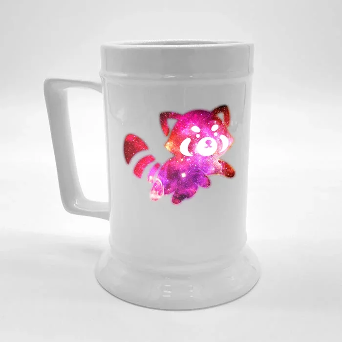 Funny Cute Space Galaxy Red Panda Front & Back Beer Stein