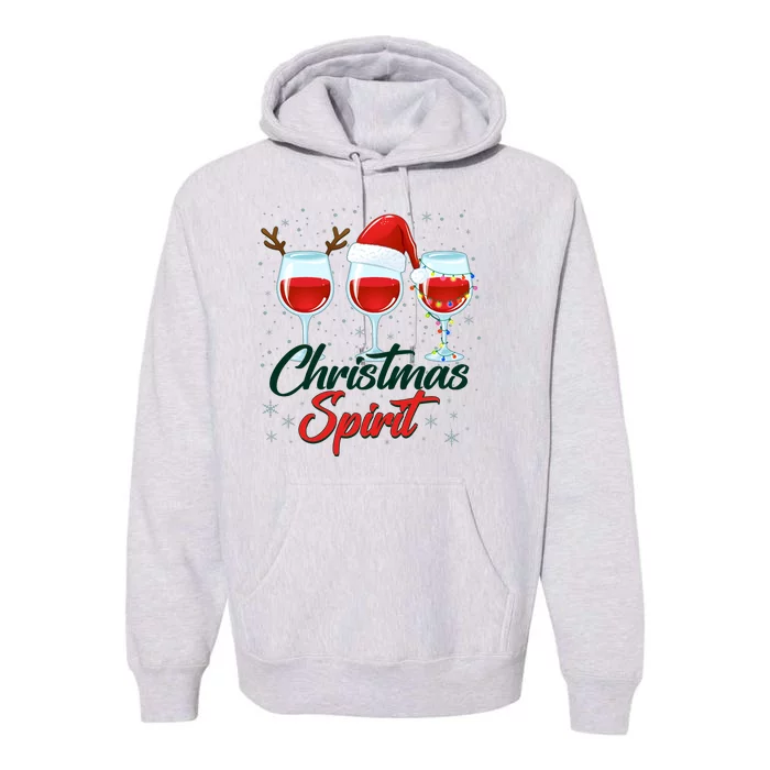 Funny Christmas Spirit Wine Lover Premium Hoodie