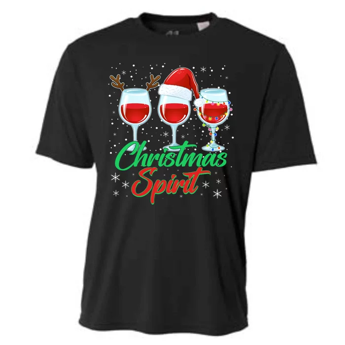 Funny Christmas Spirit Wine Lover Cooling Performance Crew T-Shirt