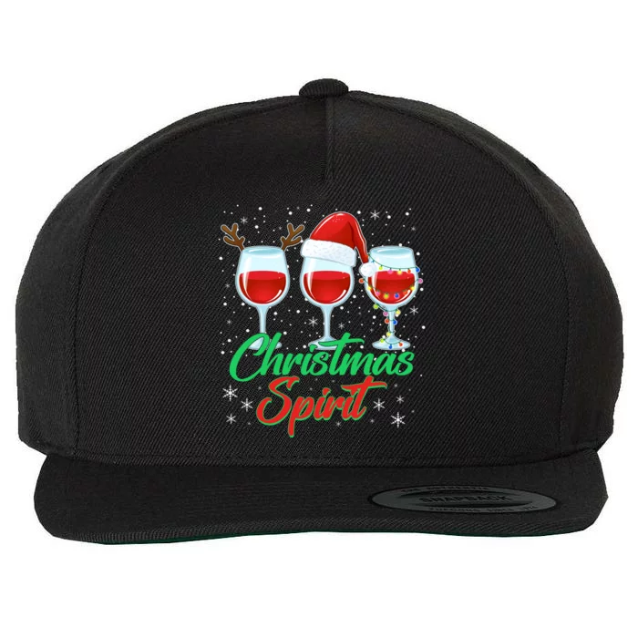 Funny Christmas Spirit Wine Lover Wool Snapback Cap