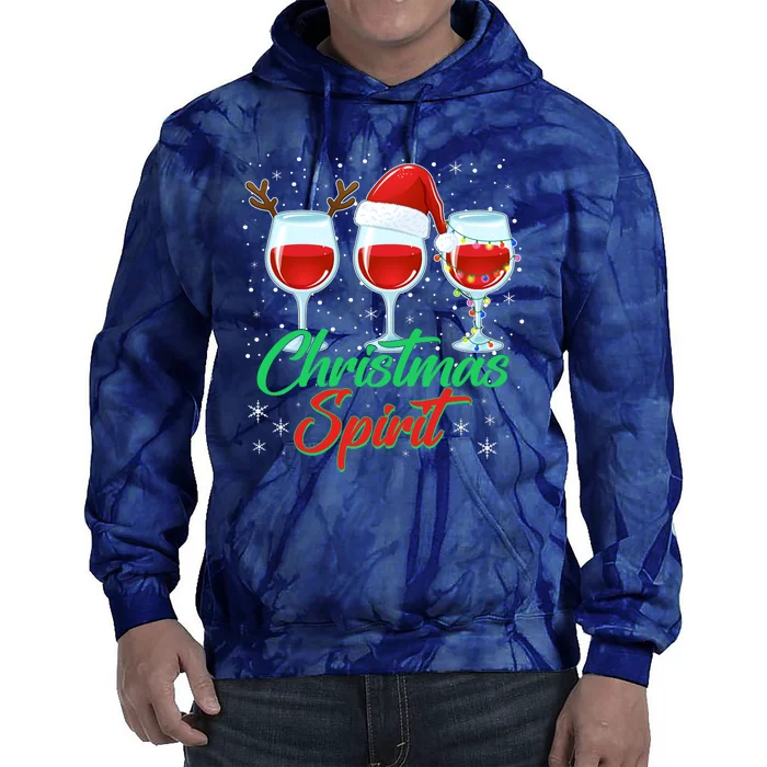 Funny Christmas Spirit Wine Lover Tie Dye Hoodie