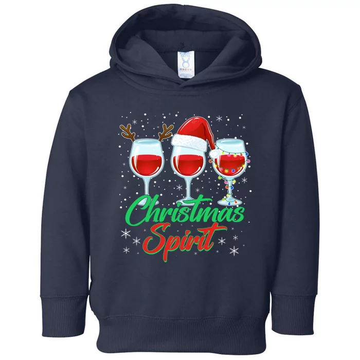 Funny Christmas Spirit Wine Lover Toddler Hoodie