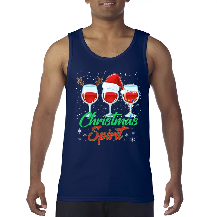 Funny Christmas Spirit Wine Lover Tank Top