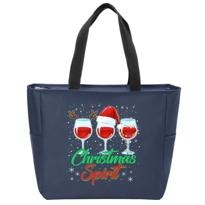 Funny Christmas Spirit Wine Lover Zip Tote Bag