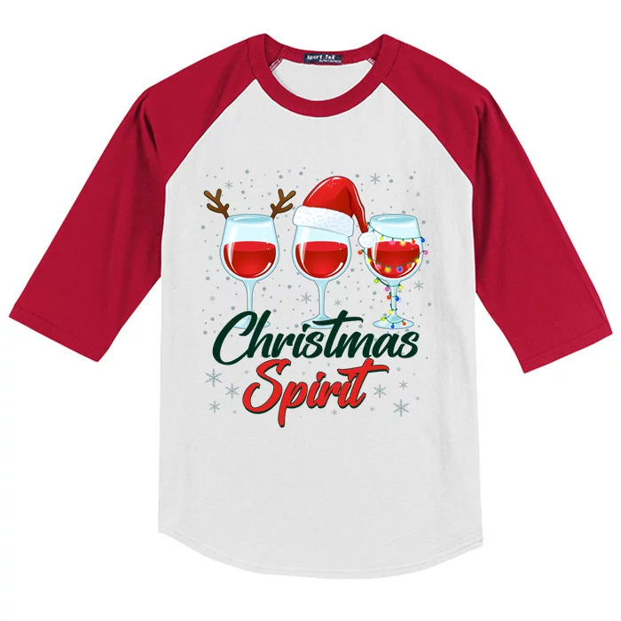 Funny Christmas Spirit Wine Lover Kids Colorblock Raglan Jersey