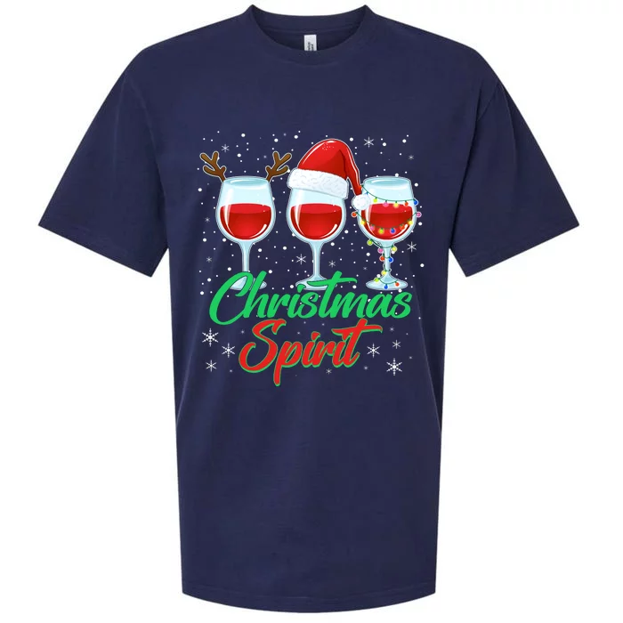 Funny Christmas Spirit Wine Lover Sueded Cloud Jersey T-Shirt