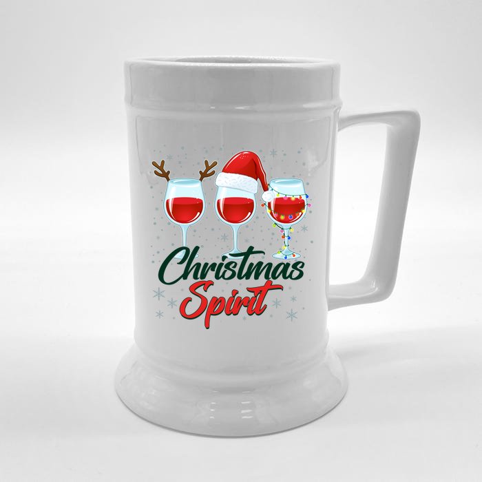 Funny Christmas Spirit Wine Lover Front & Back Beer Stein