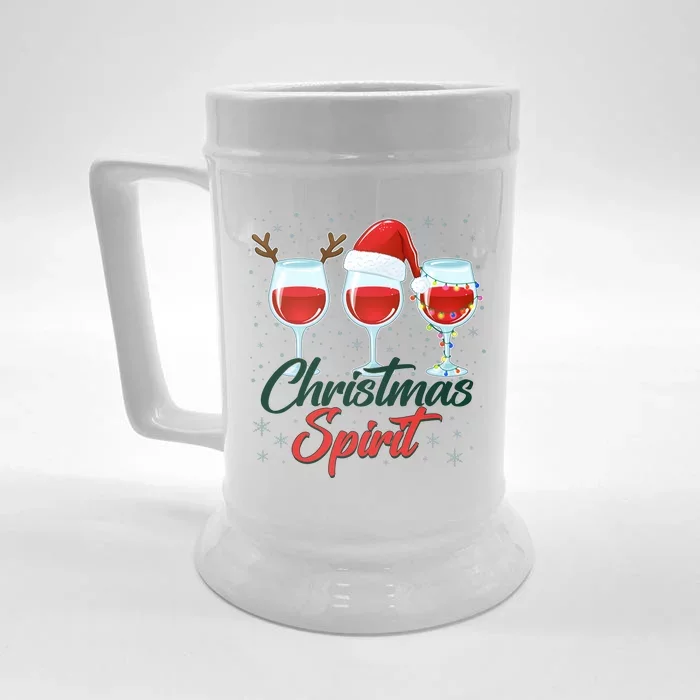 Funny Christmas Spirit Wine Lover Front & Back Beer Stein