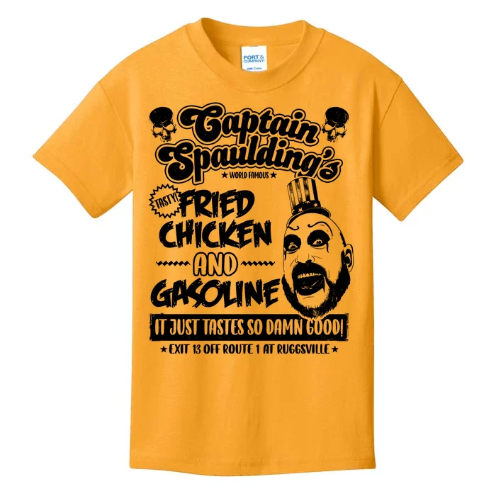 Funny Captain Spaulding's Fried Chicken And Gasoline Kids T-Shirt