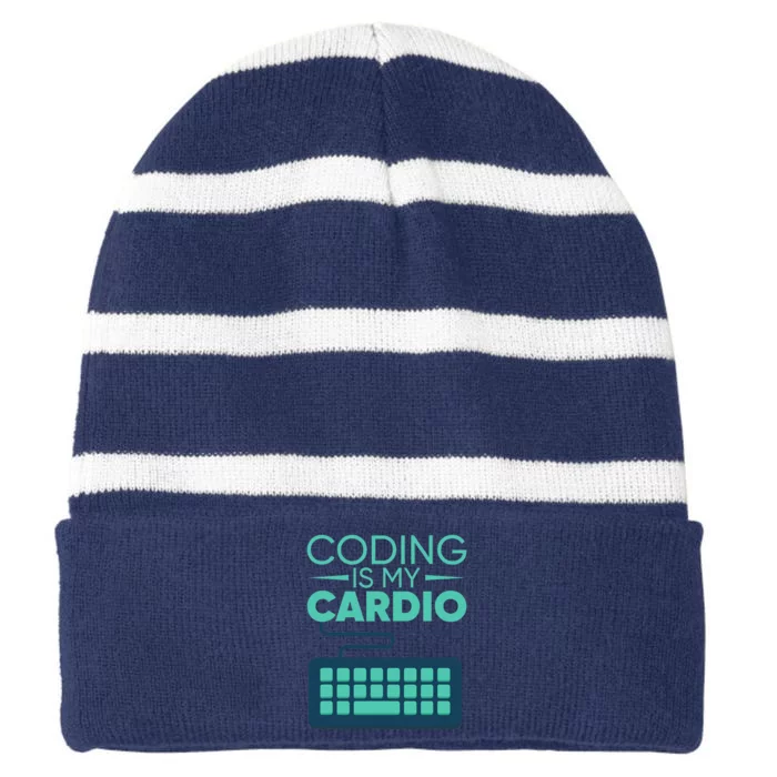 Funny Coding Software Engineer Design Coder Striped Beanie with Solid Band