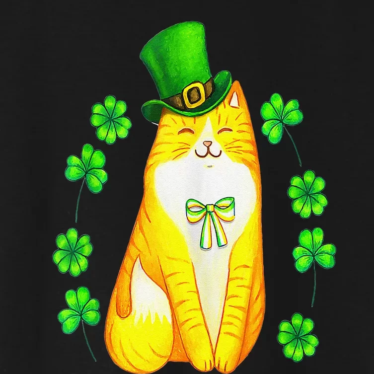 Funny Cat St Patrick's Day Green Saint Patty WoKids Women's Crop Top Tee