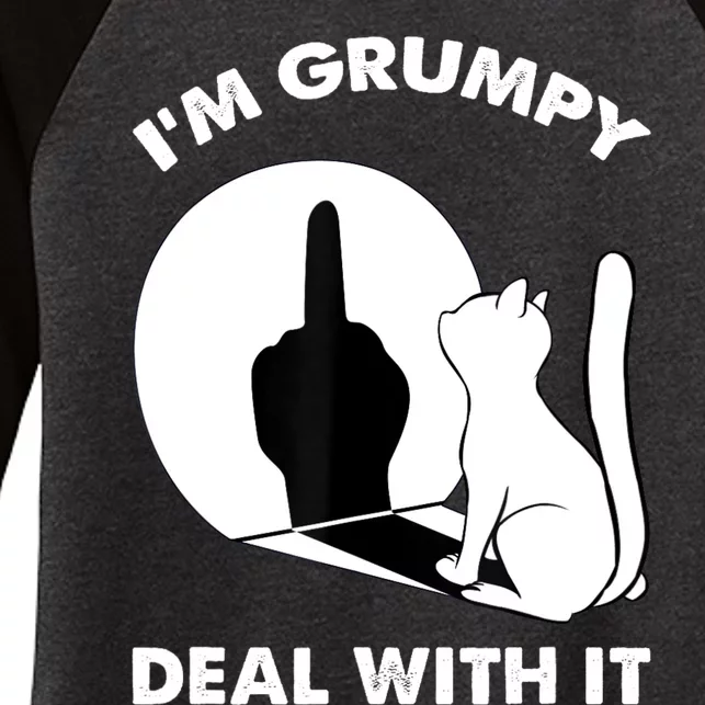 Funny Cat Shirts Cat Shadow IM Grumpy Deal With It Women's Tri-Blend 3/4-Sleeve Raglan Shirt