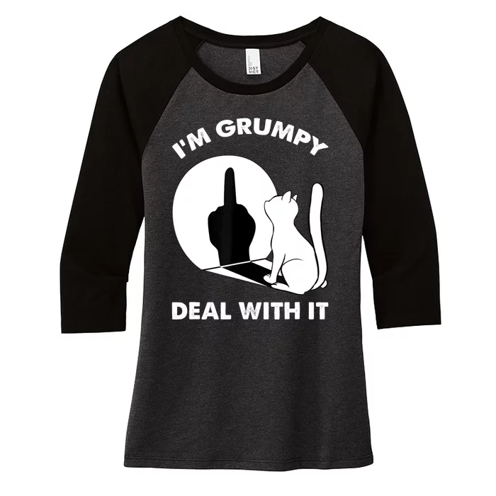 Funny Cat Shirts Cat Shadow IM Grumpy Deal With It Women's Tri-Blend 3/4-Sleeve Raglan Shirt