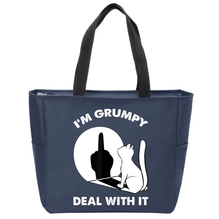 Funny Cat Shirts Cat Shadow IM Grumpy Deal With It Zip Tote Bag