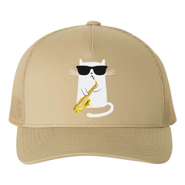 Funny Cat Saxophone Music Gift Yupoong Adult 5-Panel Trucker Hat