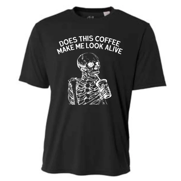 Funny Coffee Skeleton Cooling Performance Crew T-Shirt