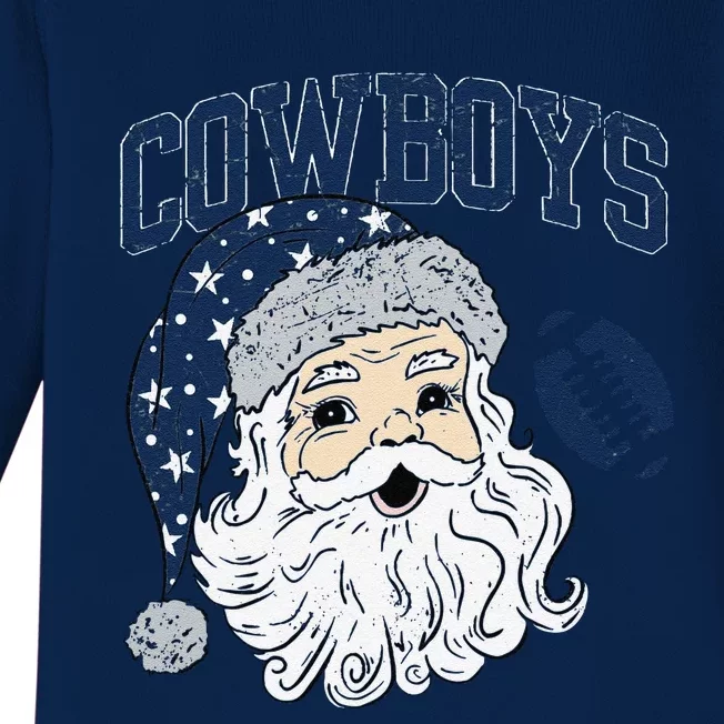 Funny Cowboys Santa Football Football Lover Gift Christmas Santa Football Xmas Baby Long Sleeve Bodysuit