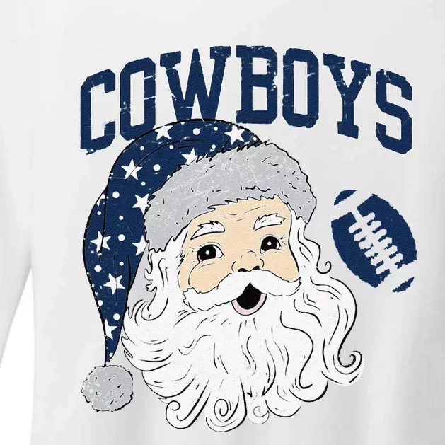 Funny Cowboys Santa Football Football Lover Gift Christmas Santa Football Xmas Womens CVC Long Sleeve Shirt