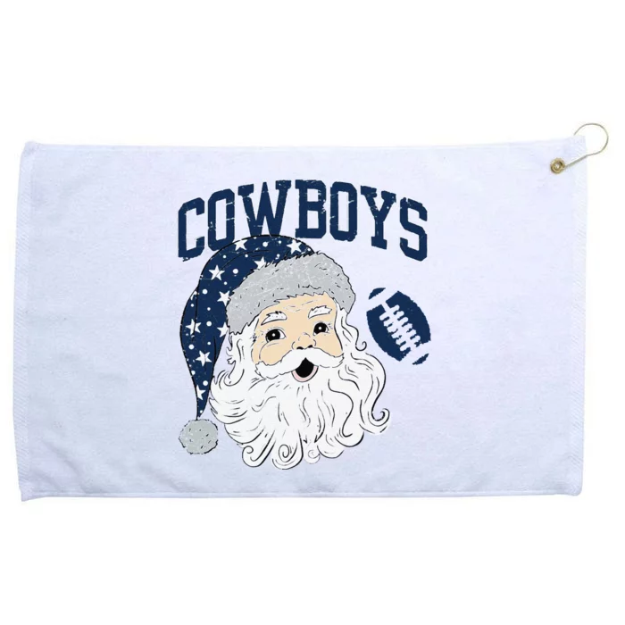 Funny Cowboys Santa Football Football Lover Gift Christmas Santa Football Xmas Grommeted Golf Towel