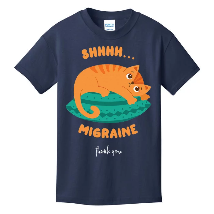 Funny Cat Shhhh Migraine Thank You Chronic Illness Kids T-Shirt