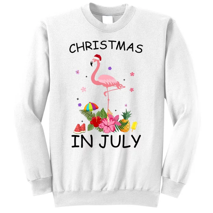 Flamingo Christmas Santa In July Sweatshirt