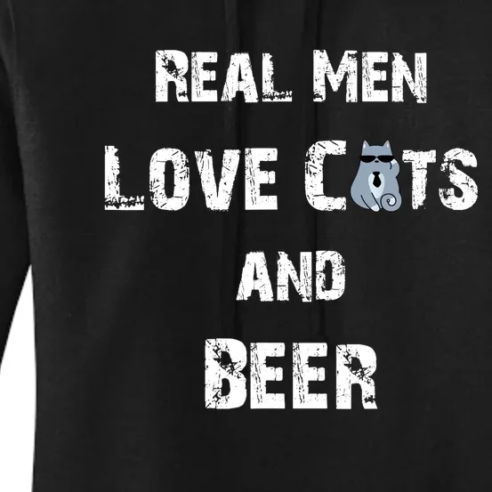 Funny Cat Shirt: Real Love Cats And Beer Gift Women's Pullover Hoodie